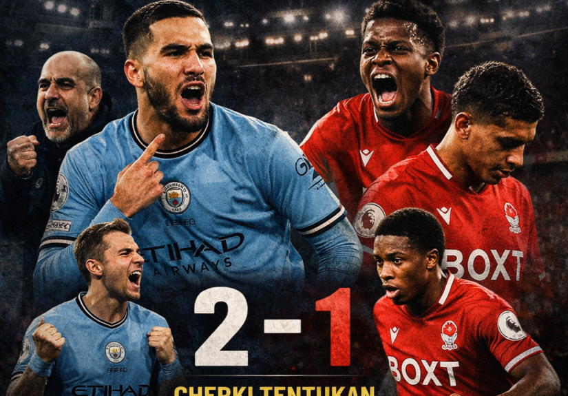 City vs Forest kolase pemain Manchester City dan Nottingham Forest dengan kemenangan dramatis 2-1